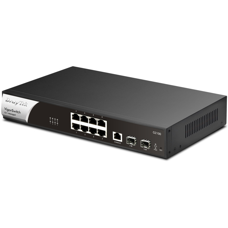DRAYTEK VigorSwitch G2100 - Switch Gigabit de 10 Puertos Administrable/8 Puertos 10/100/1000Mbps + 2 SFP + 1 Puerto Consola/Capa 2/Con Funciones de Capa 3 como: Servidor DHCP y Enrutamiento VLAN/Interface Web/Prevención de Conflictos IP/#LONUEVO#TERROR image 4